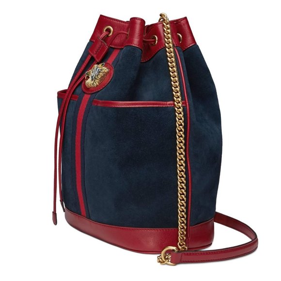 Gucci Bucket Rajah Medium Suede Hobo Bag in Blue NEW WITH DUST BAG - Picture 7 of 13
